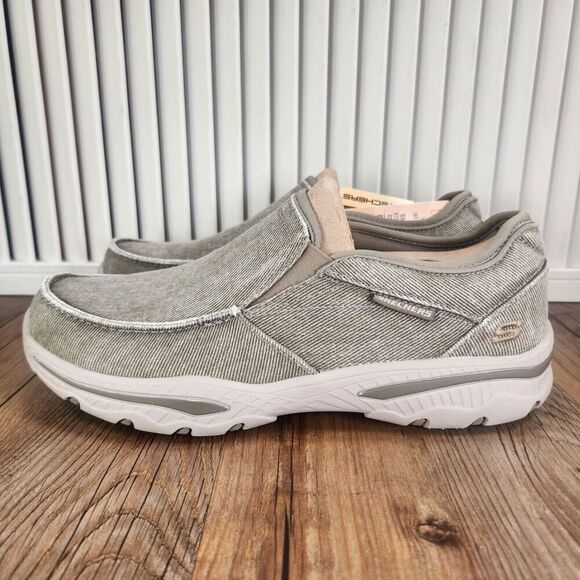 Skechers Relaxed Fit Creston Moseco Mens Sz 7 Taupe Canvas Slip-On Moc Toe Shoes main image 8